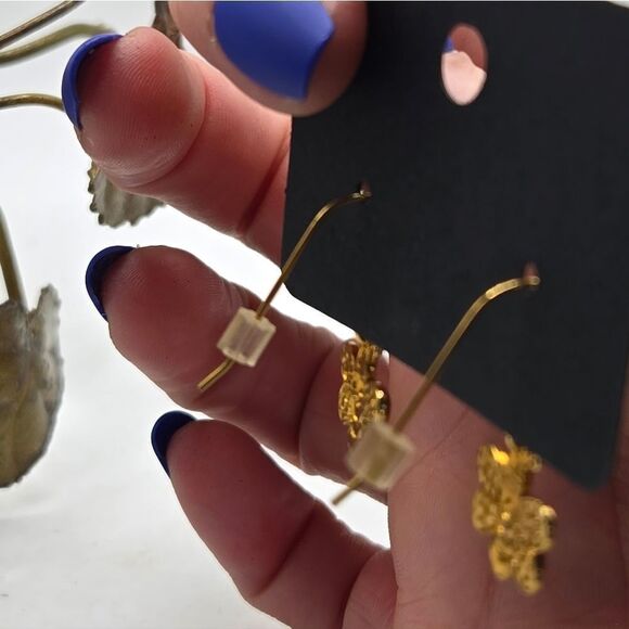 "5/$25" Goldtone Honeybee Bumble Bee Dainty Dangle Earrings - Picture 2 of 6